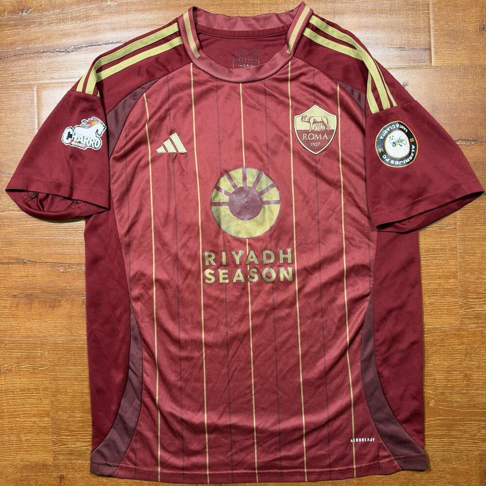Adidas AS Roma Soccer Jersey Mens L Maroon 2024/25 Home Kit Futbol Football Wolf